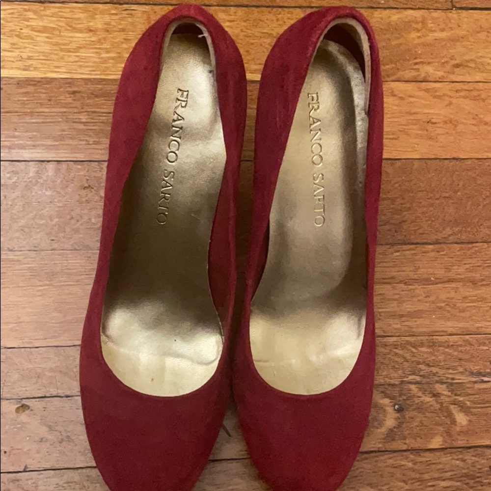 Franco Sarto Red suede leather heels 7.5